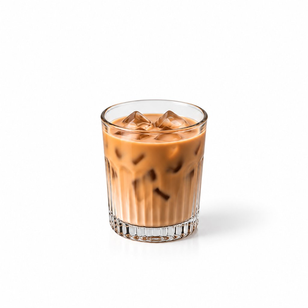 Iced masala chai in a tall glass with ice